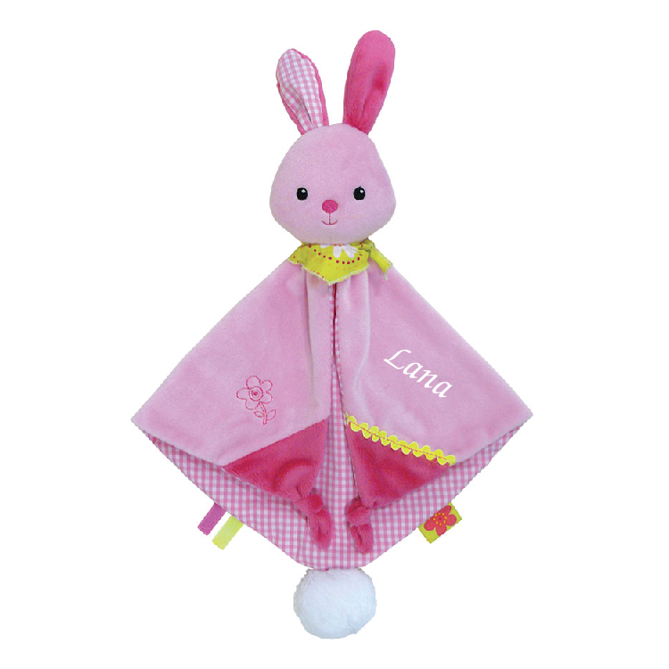  - blanket pink bunny with rattle - 30 cm 